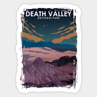 Death Valley National Park Vintage Minimal Retro Travel Poster at Night Sticker